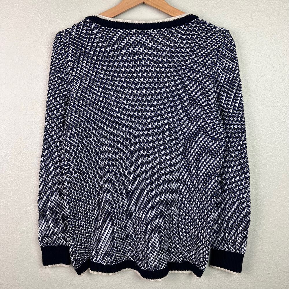 Talbots Women's Medium Navy, Blue and White Scoop Neck Pullover Cotton Sweater - Picture 6 of 6